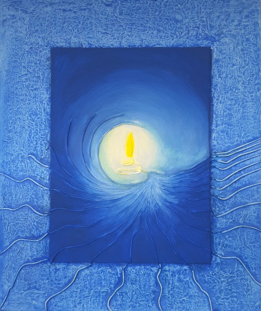 Fiammella della vita.   (acrilico-polim. su tela mis. cm. 50x60)  2024